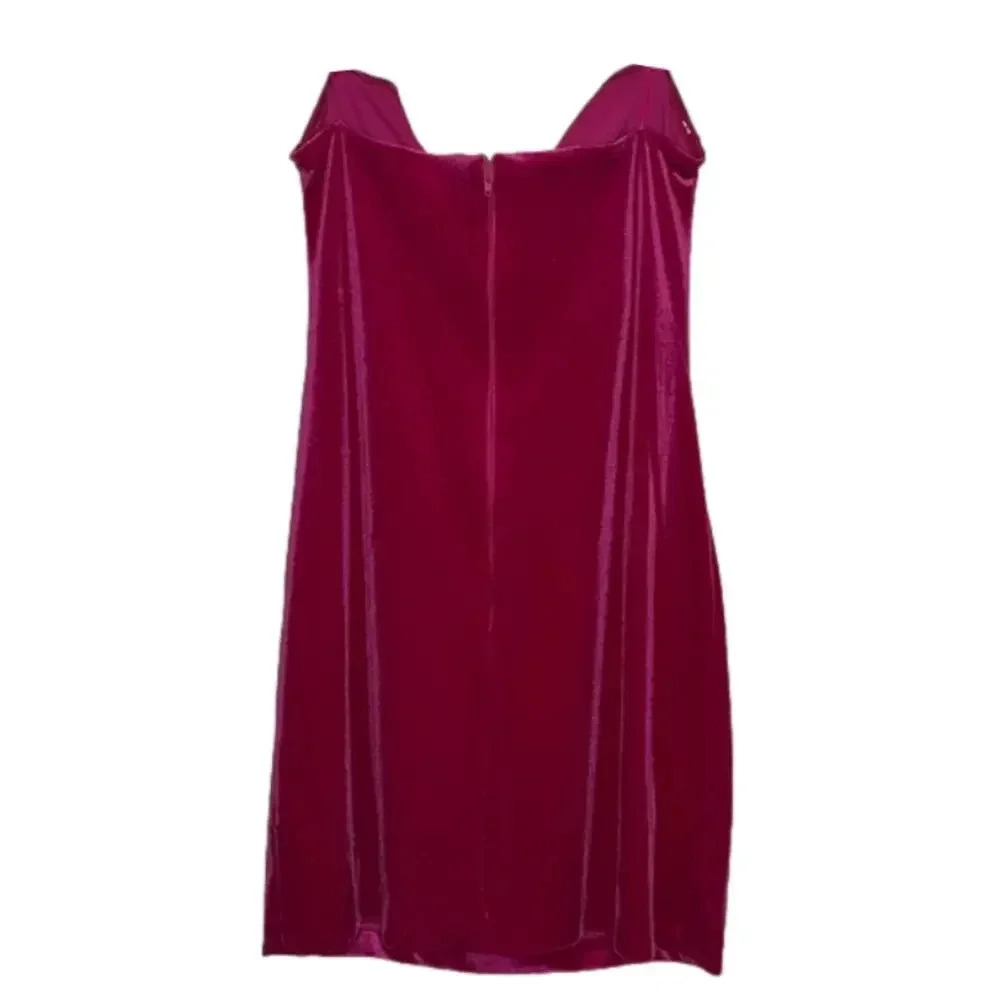 NWT hoco dress party dress medium mini dress strapless hot pink velvet v wire - Picture 4 of 14